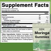 Gomitas de Extracto de Hoja de Moringa OEM, Suplemento Adelgazante, Producto Super Greens, Gomitas de Moringa y Cúrcuma Orgánicas y Naturales
