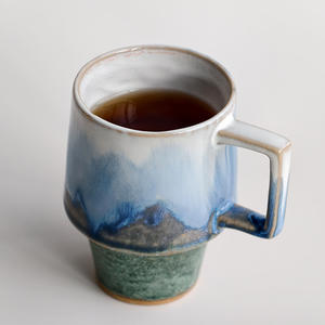 Taza de Café y Taza de Latte de Cerámica de Color Sólido Retro de Lujo Azul Montaña para Parejas - Product Image 3