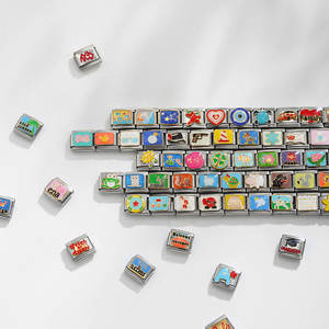 Módulos <span class=keywords><strong>de</strong></span> Dijes para Pulseras Italianas <span class=keywords><strong>de</strong></span> Acero Inoxidable con Incrustaciones <span class=keywords><strong>de</strong></span> Circonita, Diseño <span class=keywords><strong>de</strong></span> Ojo, Luna, Tortuga, Loto y Corazón, Venta Caliente 2025 - Product Image 1