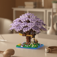Sets de Bloques de Construcción de Plástico DIY de Árbol de Sakura, Juguete Educativo para Escenas de Bosque, Selva, Parque, Granja de Flores y Árboles