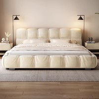 Meubles de chambre à coucher haut de gamme, lit king size moderne en bois, cadre de lit luxueux Cloud, lit capitonné blanc crème pour hôtel