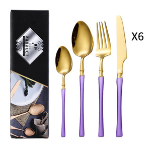 Ensemble de couverts en acier inoxydable, couteau et <span class=keywords><strong>fourchette</strong></span>, taille fine, quatre pièces - Couteau et <span class=keywords><strong>fourchette</strong></span>, ensemble de cuillères à dessert - Boîte cadeau - Product Image 6