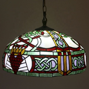 LongHuiJing -Style 2 Victorian Ceiling Pendant Fixture 20" Stained Glass Shade Warm White Antique Flower Living Room - Product Image 3