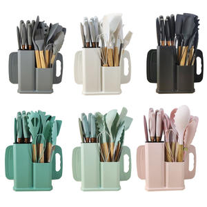 Juego de cuchillos de cocina de silicona antiadherente de 19 piezas de doble <span class=keywords><strong>barril</strong></span> que incluye espátula y otros utensilios esenciales - Product Image 5