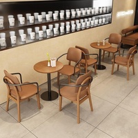 Ensemble table et chaises de café en bois massif moderne pour restaurants, librairies, salons de thé et pâtisseries