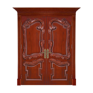Pittura piatta Teak legno porta principale disegni oro stile <span class=keywords><strong>Vintage</strong></span> solido Teak legno anteriore Design a doppia porta - Product Image 5