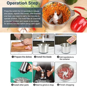 Xách tay nhà bếp thép không gỉ điện Chopper xe máy thực phẩm Slicer Rau cắt Chopper Máy xay thịt máy - Product Image 5