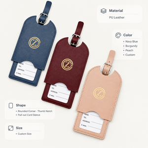 Étiquettes de bagage en cuir personnalisées avec logo sur mesure et cordon, idéales comme cadeau – Étiquettes de bagage en cuir en promotion, vente en gros - Product Image 3