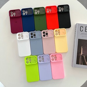 Custodia per telefono <span class=keywords><strong>con</strong></span> finestra scorrevole in microfibra e logo, per <span class=keywords><strong>iPhone</strong></span> 15 14 13 12 <span class=keywords><strong>11</strong></span> Pro Max Plus, in silicone antiurto, colore puro, design creativo e alla moda - Product Image 1