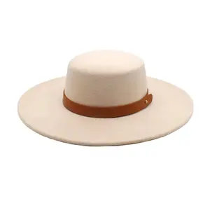 2023 Womens Classic Wide Brim Floppy Panama hut Gürtels chnalle Wolle Fedora Hut Großhandel Two Tone Dress Hat mit Gürtels chnalle