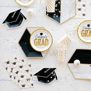 DAMAI Graduation Dessert Paper Plates <b>Disposable</b> Plates Sets Graduation Theme Party Plates Napkins Sets - Product Image 6