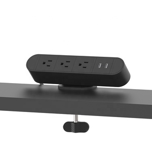 Pince de bord de bureau à prise américaine sur prise de courant/concentrateur d'alimentation et de données montable sur bord de table - Product Image 1