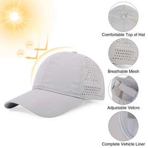 Casquette de baseball unisexe en toile imperméable à 6 panneaux, à séchage rapide, découpée au laser, pour sport et formelle, en nylon, vente en gros fabricant - Product Image 3