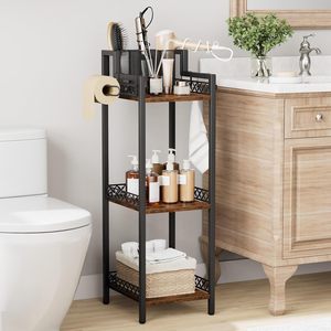 Soporte <span class=keywords><strong>de</strong></span> papel para <span class=keywords><strong>secador</strong></span> <span class=keywords><strong>de</strong></span> pelo <span class=keywords><strong>de</strong></span> metal y madera <span class=keywords><strong>de</strong></span> 3 niveles, delgado, <span class=keywords><strong>de</strong></span> <span class=keywords><strong>pie</strong></span>, para espacios estrechos, organizador lateral para inodoro y baño, para el hogar - Product Image 2