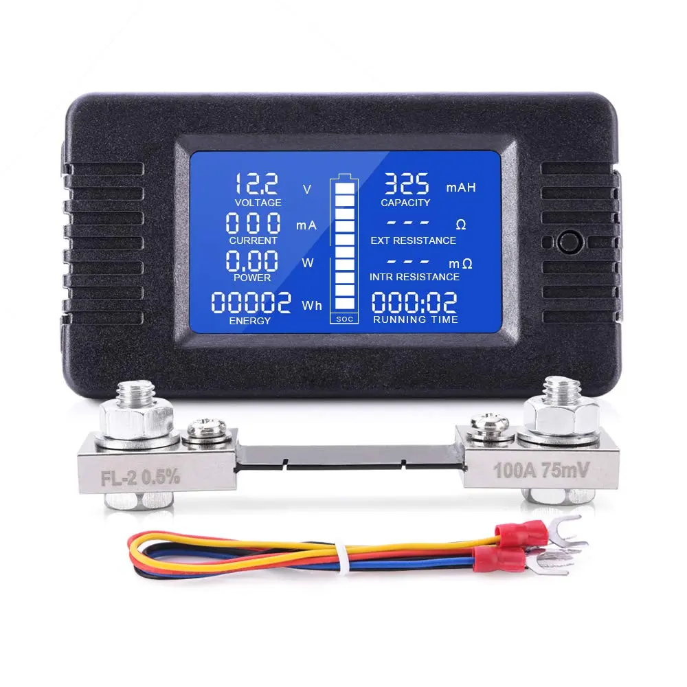 MT Battery Monitor Meter LCD Digital Current Multimeter Voltmeter Ammeter Current Shunt Wiring Kit Set for Cars RV Solar System