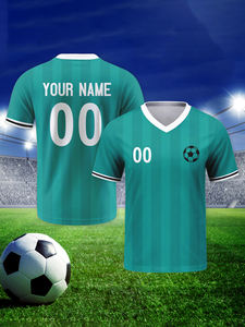 Camiseta Deportiva Personalizada con Diseño Impreso, Cuello en V, Manga Corta, Azul, Rojo y Amarillo, 100% Poliéster, Absorbe el Sudor y de Secado Rápido - Product Image 3