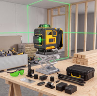 Niveau laser vert 4D à 16 lignes, auto-nivelant à 360 degrés, haute précision, avec batterie au lithium 18650, modèle rotatif à croix PN-YQ003Y