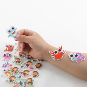 Esponja de pvc 3d de dibujos animados para niños, pegatina impermeable de animal, mariscos, puffy, kawaii