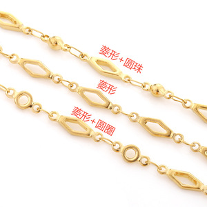 Cadena de Acero Inoxidable Dorado con Forma de Diamante y Cierre de Cuentas, Collar Fino Unisex para Uso Diario, Diseño Geométrico H1568 - Product Image 2