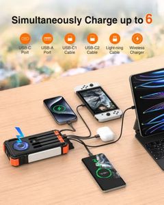 Batterie <span class=keywords><strong>solaire</strong></span> portable à charge rapide, <span class=keywords><strong>chargeur</strong></span> <span class=keywords><strong>solaire</strong></span>, lampe de camping, <span class=keywords><strong>chargeur</strong></span> sans fil, 9V, 4 câbles, boussole, 20000mAh - Product Image 5