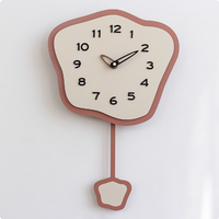 Jam Dinding MDF Scenic Quartz Needle Display untuk Ruang Tamu Kamar Tidur - Gaya Antik Modern Bertenaga Baterai
