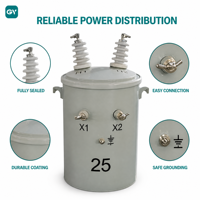 Transformador Regulador de Voltaje de 25kVA, Trifásico, 60Hz, Montado en Poste, para Distribución de Alta Tensión en Aldeas Montañosas Aisladas