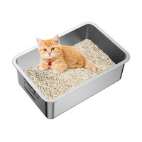 Tout nouveau produit Extra-Large taille 60cm * 40cm * 10cm bac à litière pour chat en acier inoxydable haut