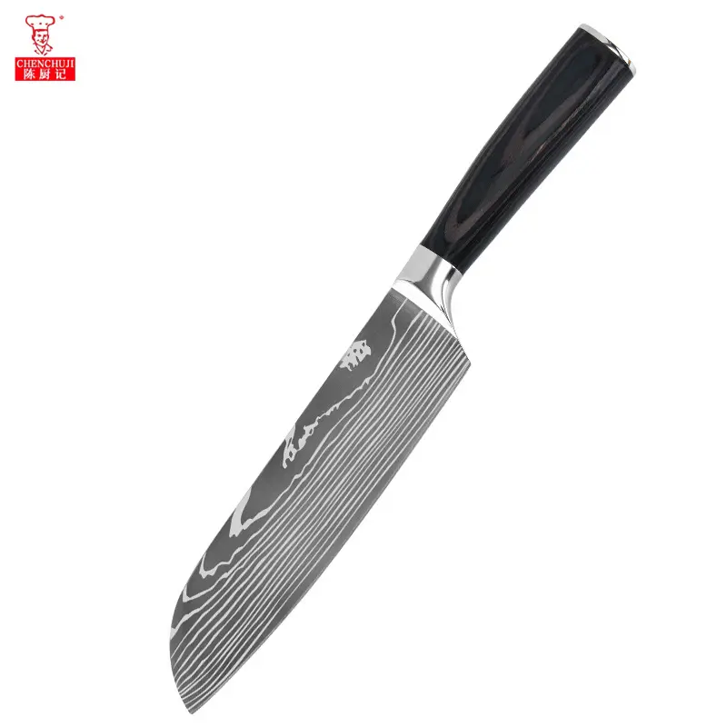 Kitchen Chef Knives Set Japanese 5CR15 Stainless Steel Damascus Laser Pattern Slicing Chef Kitchen Knife