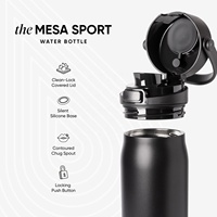 Bouteille d'eau isotherme sport avec bouchon à ouverture rapide 24oz, compatible porte-gobelet, en acier inoxydable avec poignée, anti-fuite