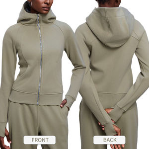 <span class=keywords><strong>Felpa</strong></span> da Donna <span class=keywords><strong>con</strong></span> Cappuccio e Zip Intera, Foro per il Pollice, Tasche Oblique, Maniche Lunghe, Casual, Tinta Unita, Sportiva, Senza Stampa, <span class=keywords><strong>con</strong></span> Chiusura a <span class=keywords><strong>Cerniera</strong></span> - Product Image 1