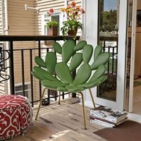 Fauteuil de meuble moderne de luxe en plastique au design unique Chaise en cactus vert Personnalité unique Chaise de commode créative en forme de pétale de feuille