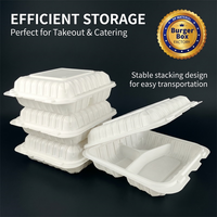 Conteneur à emporter MFPP jetable, écologique, de qualité alimentaire, blanc, avec couvercle à charnière, étanche, compatible micro-ondes, recyclable