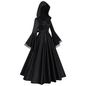 Sorcière d'âge <span class=keywords><strong>moyen</strong></span> à plumes avec robe gothique à capuche 5XL Trench pour Halloween - Product Image 1