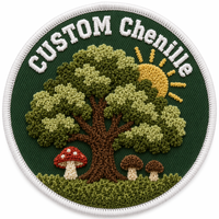 Badge en tissu thermocollant personnalisé en gros, brodé en chenille 3D, motifs fleurs, arbres, champignons, nature, avec votre logo, pour chapeau et veste