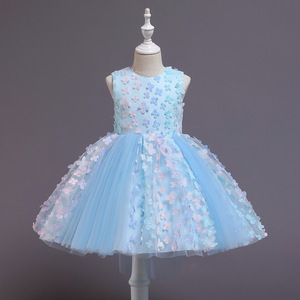 Childrens Ball Gown Tutu Dress Pink 3D Floral Sleeveless Scoop Neck For Flower Girls Party Wear - Product Image 4