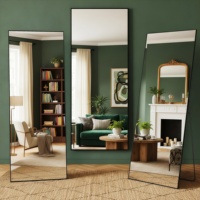 Miroir rectangulaire Art Déco encadré en métal pleine longueur, fait main, en verre trempé fin, mural, décoratif