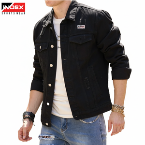 Chaqueta vaquera de algodón personalizada para hombre, chaqueta más gruesa de invierno, Chaquetas vaqueras extragrandes con bolsillo frontal para hombre - Product Image 1