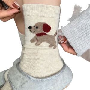Cute Cartoon Puppy Thick Mid Calf <b>Socks</b> Women <b>Thermal</b> Winter Warm Knit Slouch <b>Socks</b> Korean Style Fashion <b>Socks</b> For Women - Product Image 4