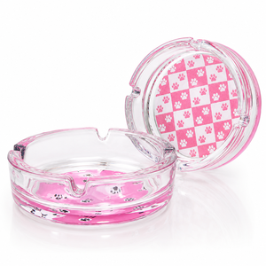 Cendrier en verre rose Kitty, logo personnalisé, style moderne, carré, épais et profond, avec plateau, boîte cadeau imprimée OEM pour la vente au détail et les cadeaux - Product Image 1
