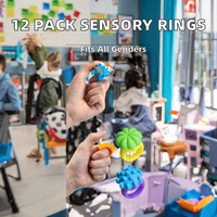 Chuangzhen – Lot de 12 anneaux sensoriels en silicone, toupies unisexes pour enfants de 8 à 13 ans, soulagement de l'anxiété et du stress, autisme/TDAH, pour la classe et les voyages