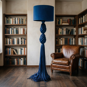 Lampe de sol en macramé personnalisable, support en métal, abat-jour en corde de coton tissé à la main, lampe de sol bohème pour salon - Product Image 6
