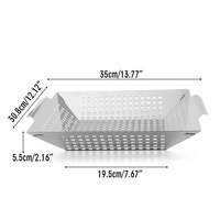 Outils et accessoires de barbecue populaires : Panier de cuisson carré en acier inoxydable avec poignées intégrées pour viande et légumes