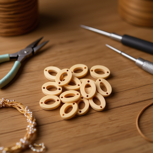 Accessorio ovale in legno Ilan 19x15mm 14 pezzi per la creazione di gioielli - Product Image 2