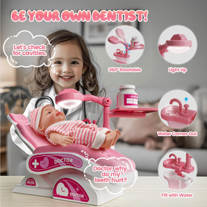 MILI dentiste Table médicale ensemble jouets en plastique éducation expérience interaction simulée semblant jouer <span class=keywords><strong>docteur</strong></span> Kit jouet jeu de rôle - Product Image 2