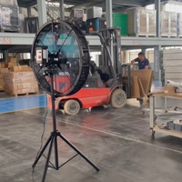 Ventilateur industriel HVLS sur pied réglable en hauteur avec base trépied, moteur PMSM à économie d'énergie pour la ventilation d'atelier