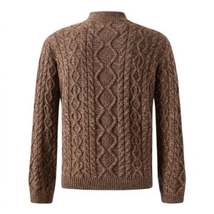 Pull en laine mérinos pour homme, décontracté, respirant, anti-plis, col zippé, manches longues, tricoté, pour l'hiver - Product Image 2