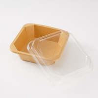 Boîte alimentaire jetable carrée en papier kraft imperméable pour riz, salade, barbecue et dessert - Utilisation multi-occasions