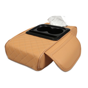 Universal Car Armrest <b>Storage</b> Box 35x19x7cm Leather Multi Functional Center Console Organizer With Cup Holder Tissue Compartment - Product Image 5