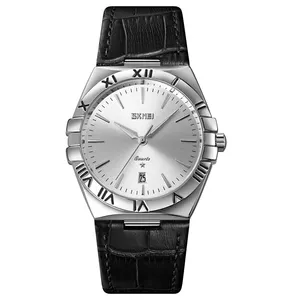 Skmei 9257无标志日本石英机芯男士皮革表带手表手表男士手表