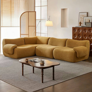 Set di lusso moderno divano modulare a forma di L con copertura in tessuto di riempimento spugna Design ecologico per salotti appartamento - Product Image 1